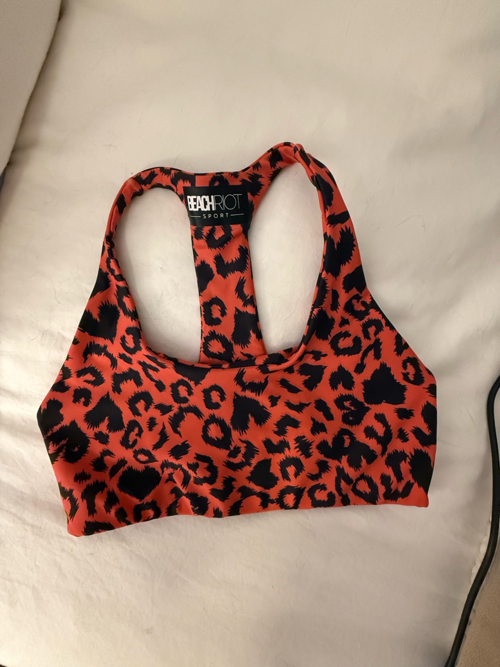 Beach Riot Orange & Black Leopard Print Sports Bra